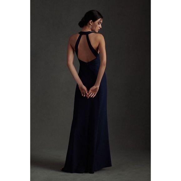 New Anthropologie x BHLDN Serephina Crepe  black Maxi Dress Size 10 - Picture 3 of 11